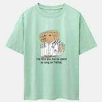 Funny Doctor Dog Print Drop Shoulder Oversize T-Shirt