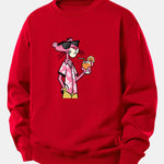 Vacation Pink Panther Print Relax Fit Sweatshirt