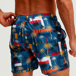 Palm Tree Color Block Print Swim Shorts