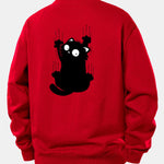 Black Cat Print Relax Fit Sweatshirt