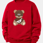 Stripe Bear Print Relax Fit Sweatshirt
