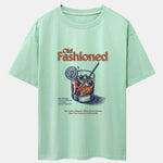 Vintage Whiskey Print Drop Shoulder Oversize T-Shirt