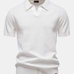 Pineapple Texture Knit V Neck Polo & Cotton Chino Shorts