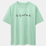 Heartbeat Mountain Print Drop Shoulder Oversize T-Shirt
