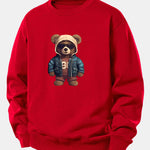 Bear In Leather Jacket Print Relax Fit Sweatshirt