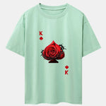 Rose K Print Drop Shoulder Oversize T-Shirt