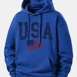 USA Flag Print Relax Fit Hoodie