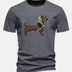 Regular Fit Headscarf Dachshund Print Cotton T-Shirt