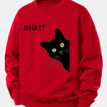 What Black Cat Print Relax Fit Sweatshirt