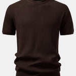 Ribbed Crew Neck Sweater Knitted T-Shirt