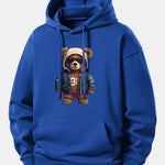 Bear In Leather Jacket Print Relax Fit Hoodie