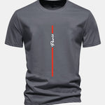 Regular Fit Stripe Paris Print Cotton T-Shirt