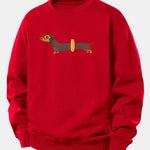Dachshund With Swimming Ring Print Relax Fit Sweatshirt