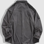 Men's solid color corduroy double pocket casual shirt
