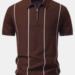 Stripe Zip Up Knitted Polo Shirt