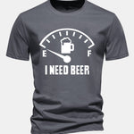 Regular Fit I Need Beer Print Cotton T-Shirt