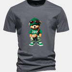 Regular Fit Trendy Bear Print Cotton T-Shirt