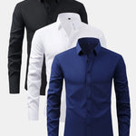 3 Pieces Long Sleeve Button Up Dress Shirt