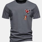 Regular Fit Pocket Santa Print Cotton T-Shirt