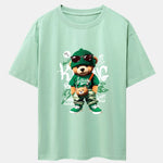 Graffiti Bear Print Drop Shoulder Oversize T-Shirt