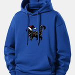 Christmas Colorful Light Black Cat Print Relax Fit Hoodie