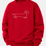 Line Dachshund Print Relax Fit Sweatshirt