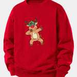 Christmas Lights Reindeer Print Relax Fit Sweatshirt