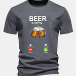 Regular Fit Beer Is Calling Print Cotton T-Shirt