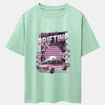 Tokyo Speed Car Print Drop Shoulder Oversize T-Shirt
