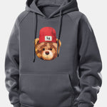 Los Angeles Bear Print Drawstring Hoodie