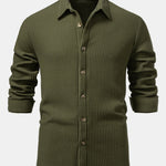 Long Sleeved Waffle Button Up Shirt