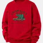 Car Christmas Tree Print Relax Fit Sweatshirt