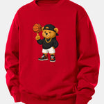 Basketball Bear Print Relax Fit Sweatshirt