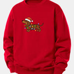 Christmas Colorful Light Dog Print Relax Fit Sweatshirt