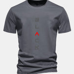 Regular Fit Black Print Cotton T-Shirt