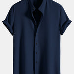 Muscle Fit Ribbed Stand Collar Shirt & Elastic Waist Straight Leg Trousers