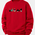 Christmas Black Cat Print Relax Fit Sweatshirt