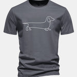 Regular Fit Line Dachshund Print Cotton T-Shirt