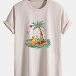 Regular Fit Skeleton On Vacation Print Cotton T-Shirt