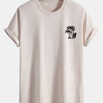 Regular Fit Palm Tree Surfboard Print Cotton T-Shirt
