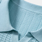 Textured Jacquard Johnny Collar Knit Polo