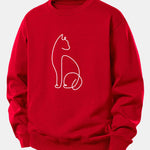 Cat Line Print Relax Fit Sweatshirt