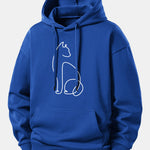 Cat Line Print Relax Fit Hoodie