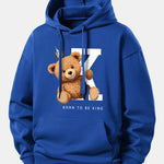 Crown King Bear Print Relax Fit Hoodie