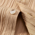 Crinkled Textured Button Up Shirt & Crinkled Textured Drawstring Shorts