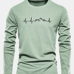 Long Sleeve Heartbeat Print Cotton T-Shirt