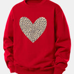 Leopard Heart Print Relax Fit Sweatshirt