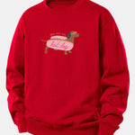 Hot Dog Dachshund Print Relax Fit Sweatshirt
