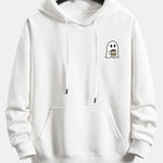 Ghost Drinking Coffee Print Relax Fit Hoodie