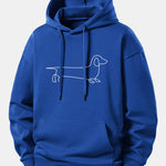 Line Dachshund Print Relax Fit Hoodie